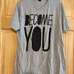 Gray T-Shirt with Black Text